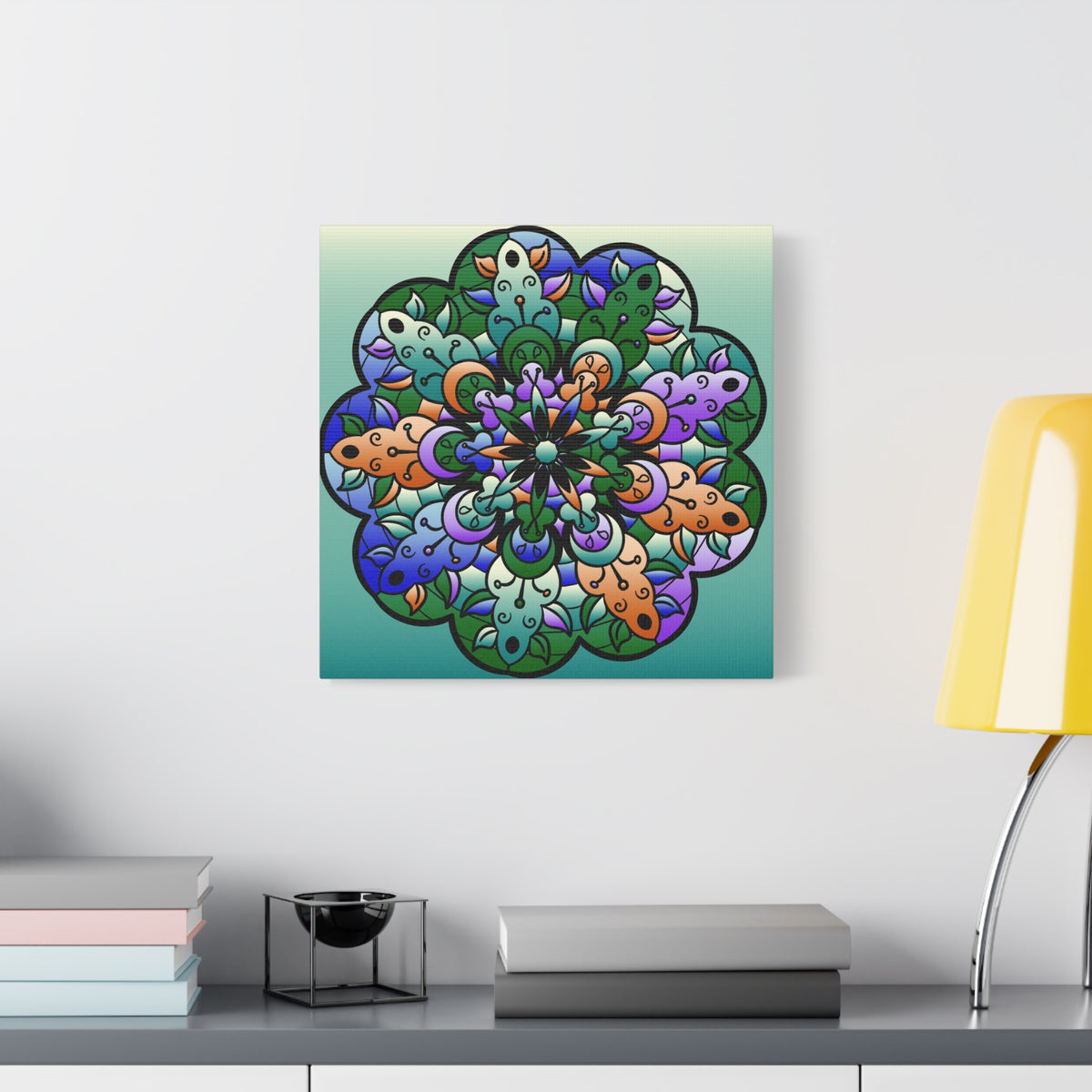 Floral Mandala Matte Canvas Print — Colorful Stretched Wall Art
