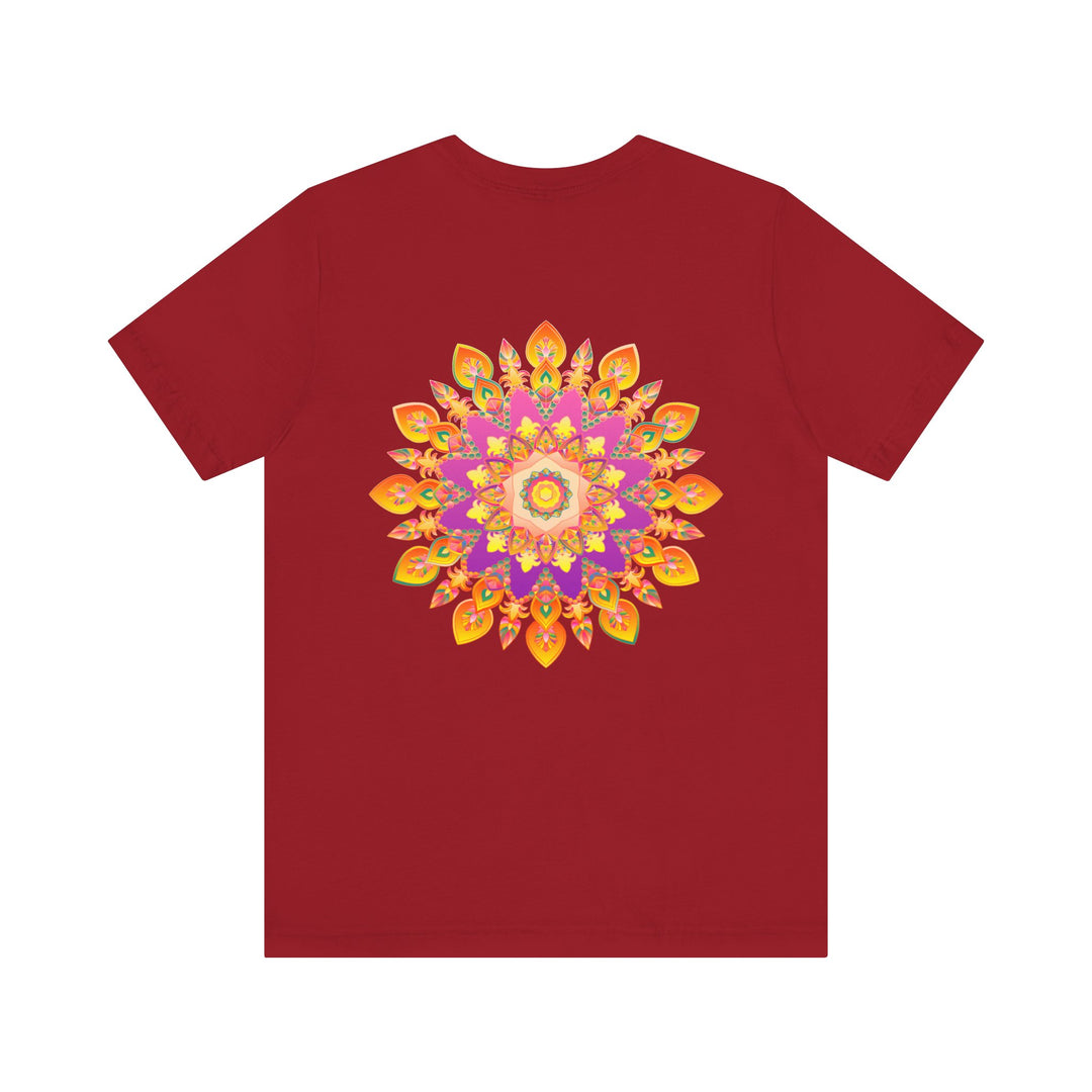 A colorful and intricate mandala design t-shirt, symbolizing peace and harmony