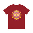 A colorful and intricate mandala design t-shirt, symbolizing peace and harmony