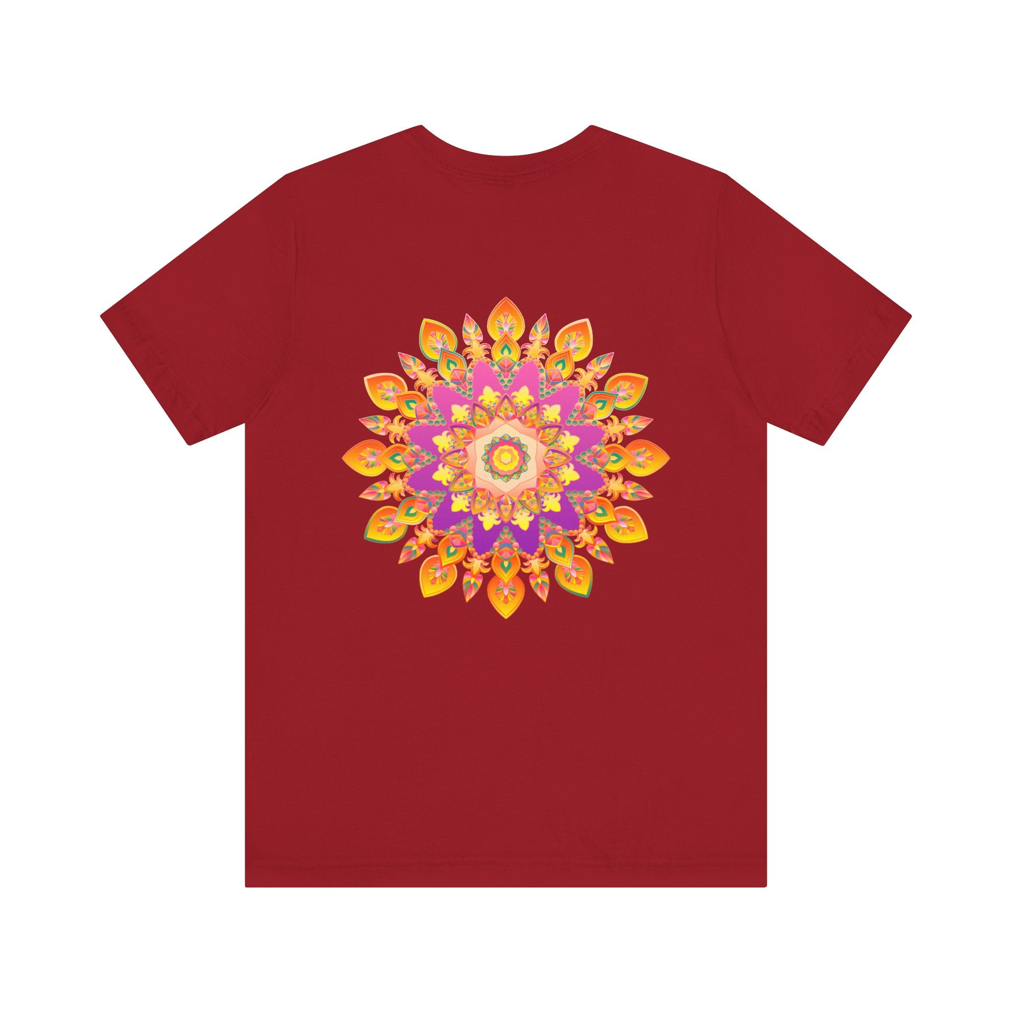 A colorful and intricate mandala design t-shirt, symbolizing peace and harmony