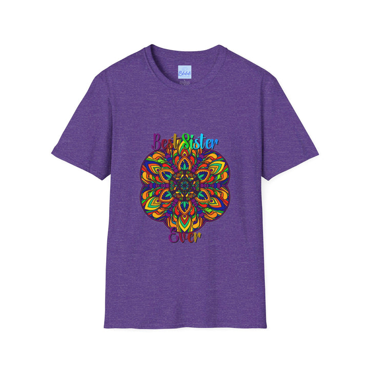 Mandala Art Gift for Sister Unisex Softstyle T-Shirt featuring a beautiful, hand-drawn design perfect for the art lover in your life