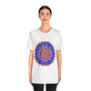 Vibrant and intricate mandala design geometric t-shirt in a variety of colors