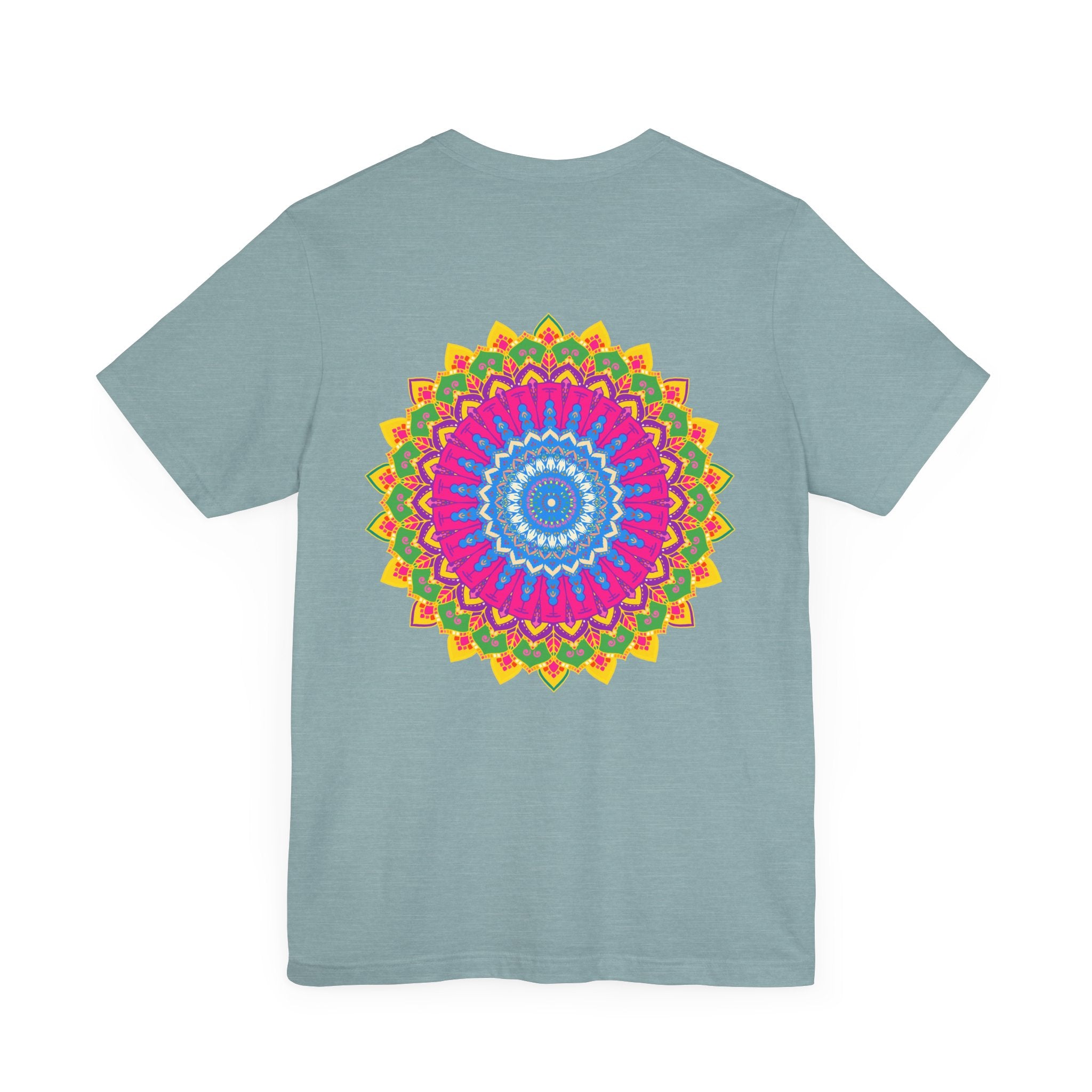 Vibrant Mandala T-Shirt featuring intricate design representing spiritual peace and harmony, perfect for embracing positive energy and inner tranquility