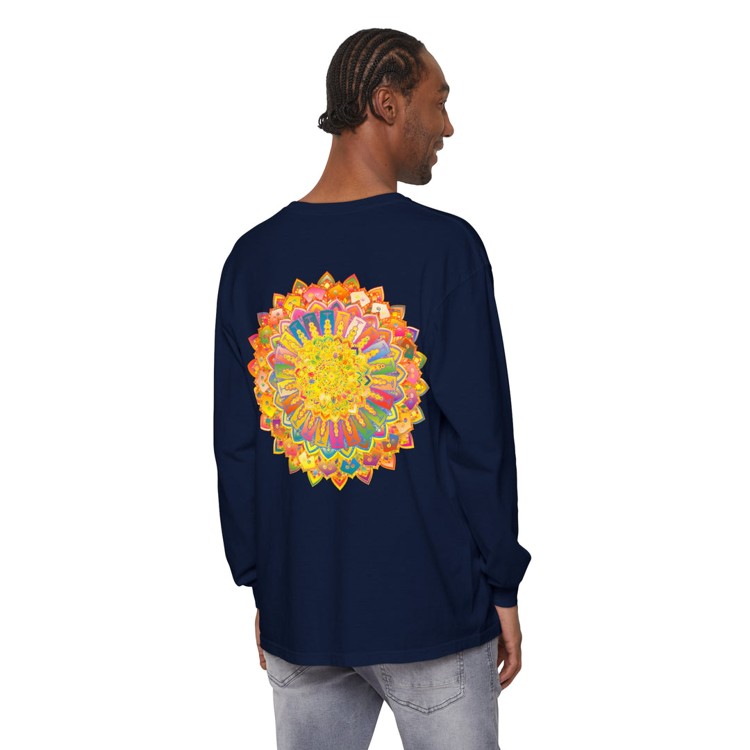 Intricate Mandala Unisex Long Sleeve T-Shirt, featuring a detailed and captivating mandala design