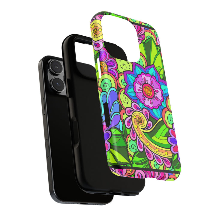Floral Fantasy iPhone and Google Pixel Case in Bright Green Palette