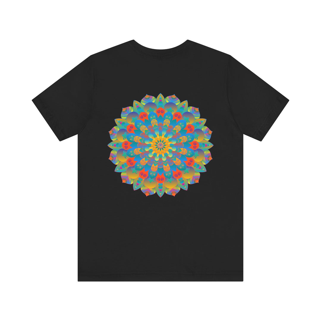  Eye-catching and vibrant psychedelic mandala t-shirt with spiritual peace symbolism