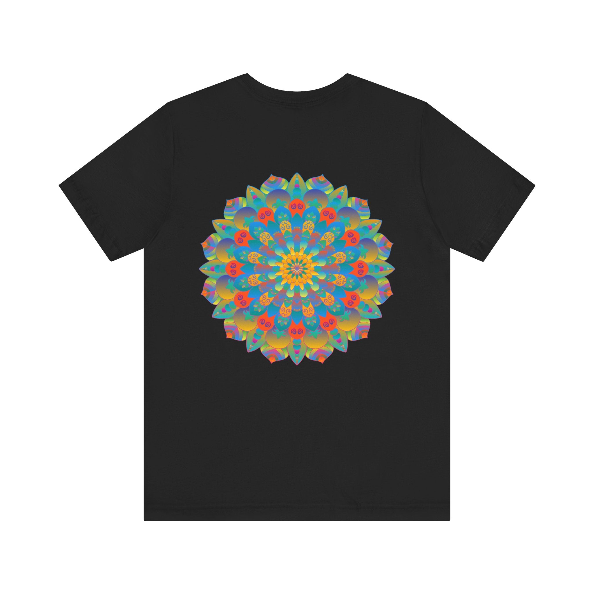  Eye-catching and vibrant psychedelic mandala t-shirt with spiritual peace symbolism