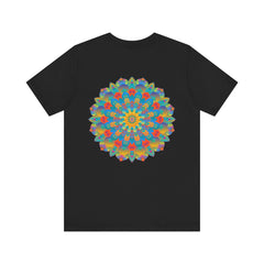  Eye-catching and vibrant psychedelic mandala t-shirt with spiritual peace symbolism