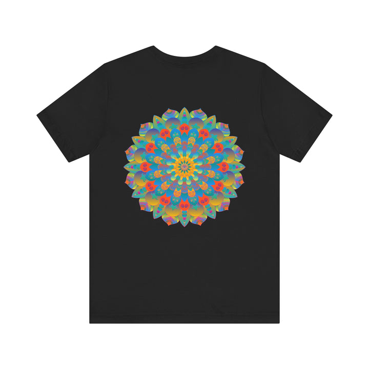  Eye-catching and vibrant psychedelic mandala t-shirt with spiritual peace symbolism