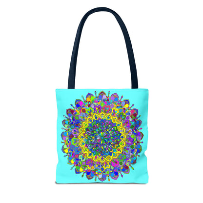 Vibrant and intricate mandala art print on a durable and spacious tote bag