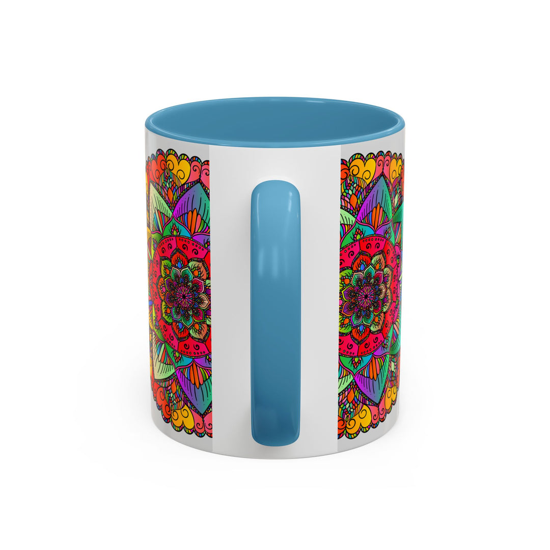 Intricately designed mandala art mug in vibrant and bold colors