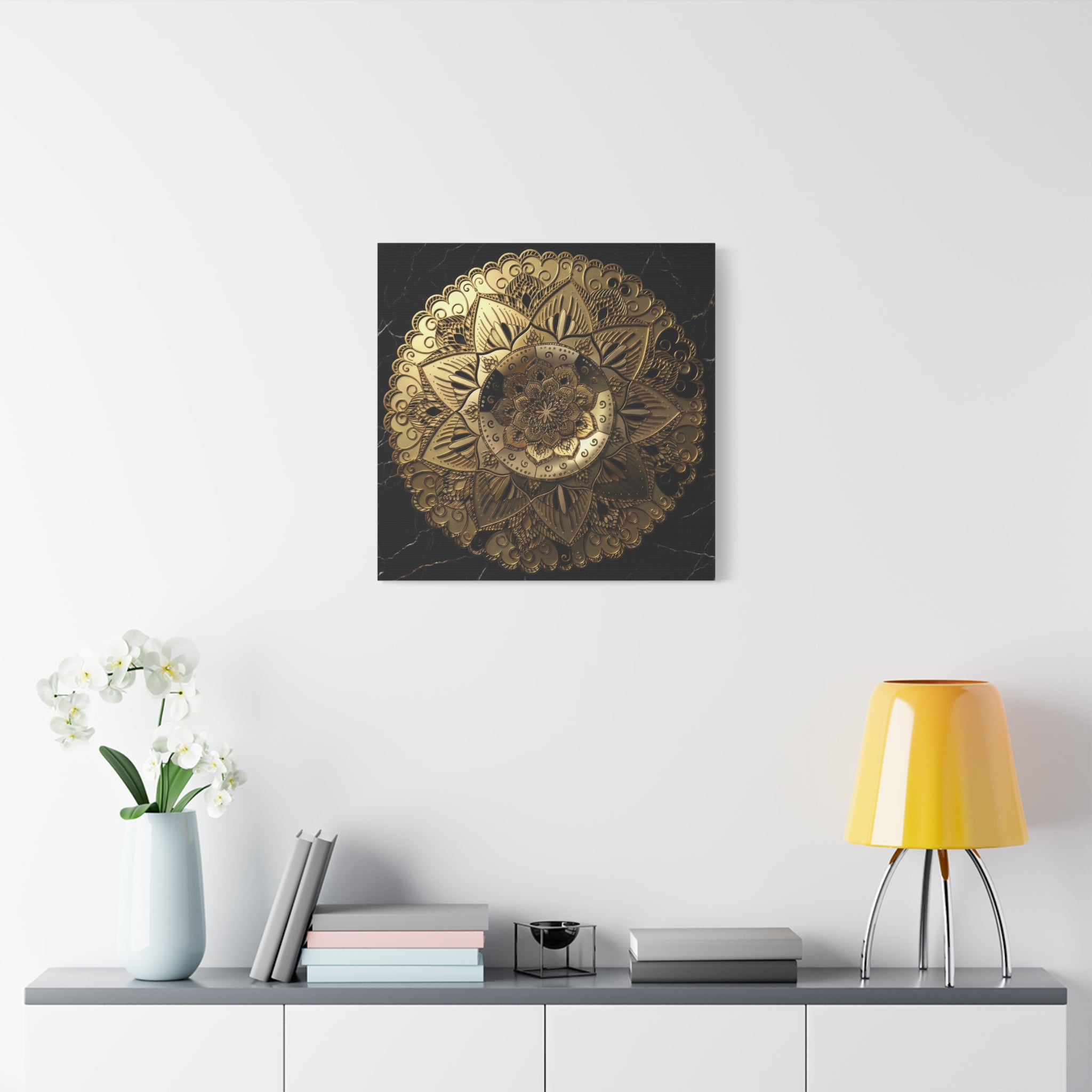 Golden Echo in the Void – Matte Stretched Canvas