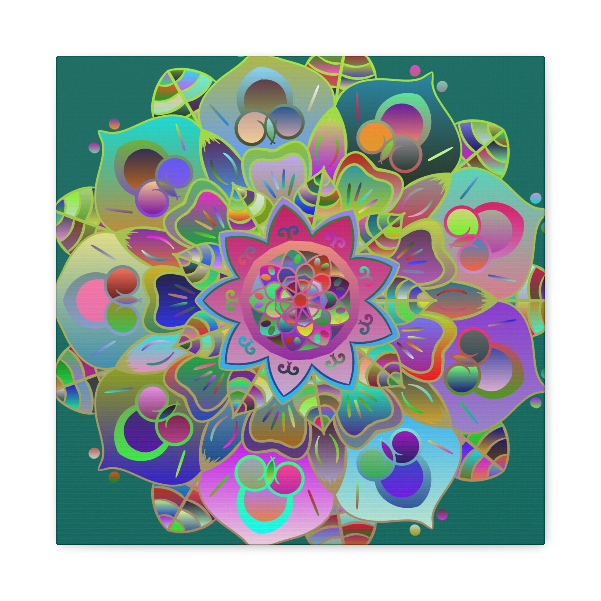 Vibrant Mandala Matte Canvas Wall Art — Colorful Boho Stretched Canvas