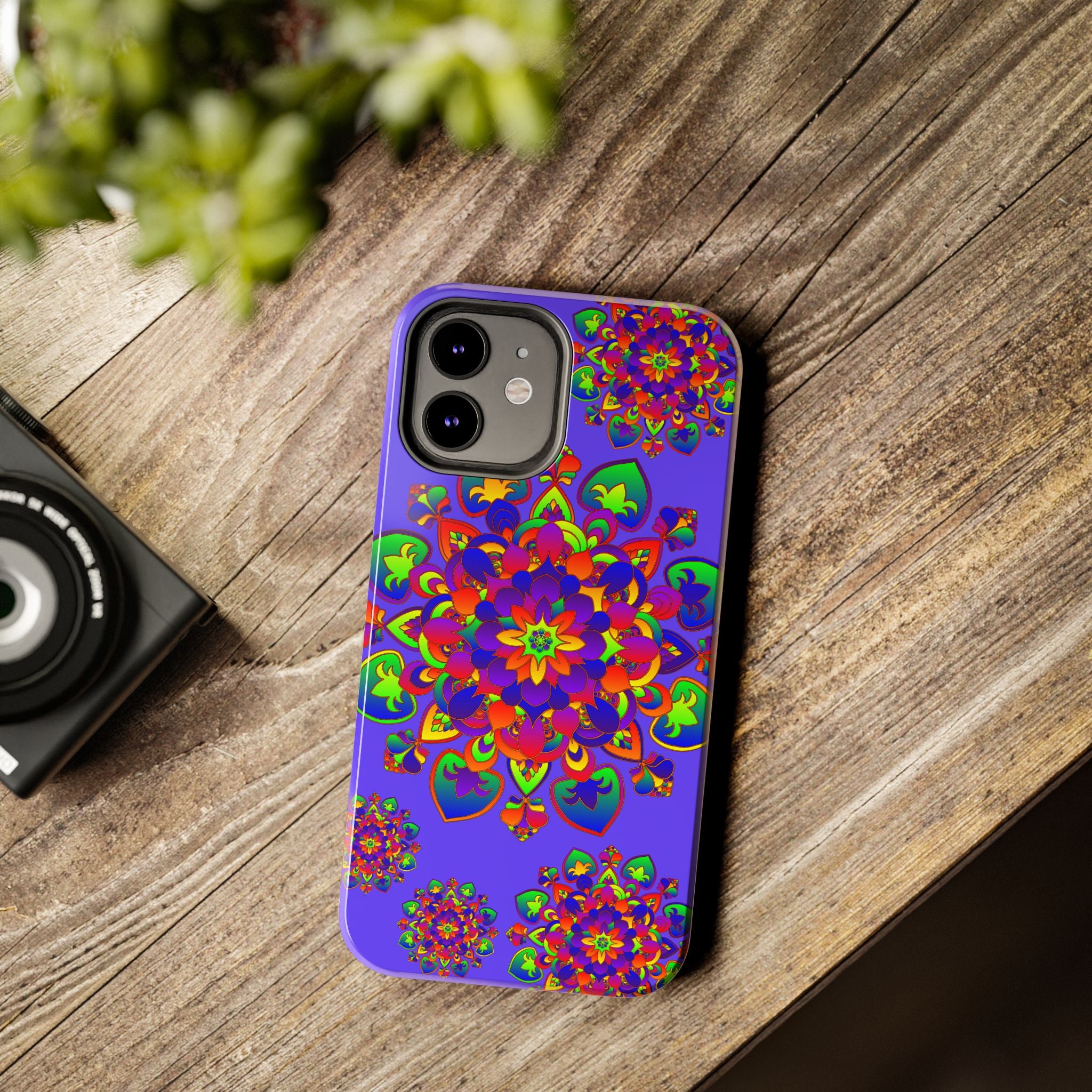 Colorful hand drawn mandala rainbow design phone case for protection and style