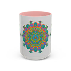 A close-up image of a colorful and intricate Mandala Art Mug, perfect for enjoying a hot beverage in style