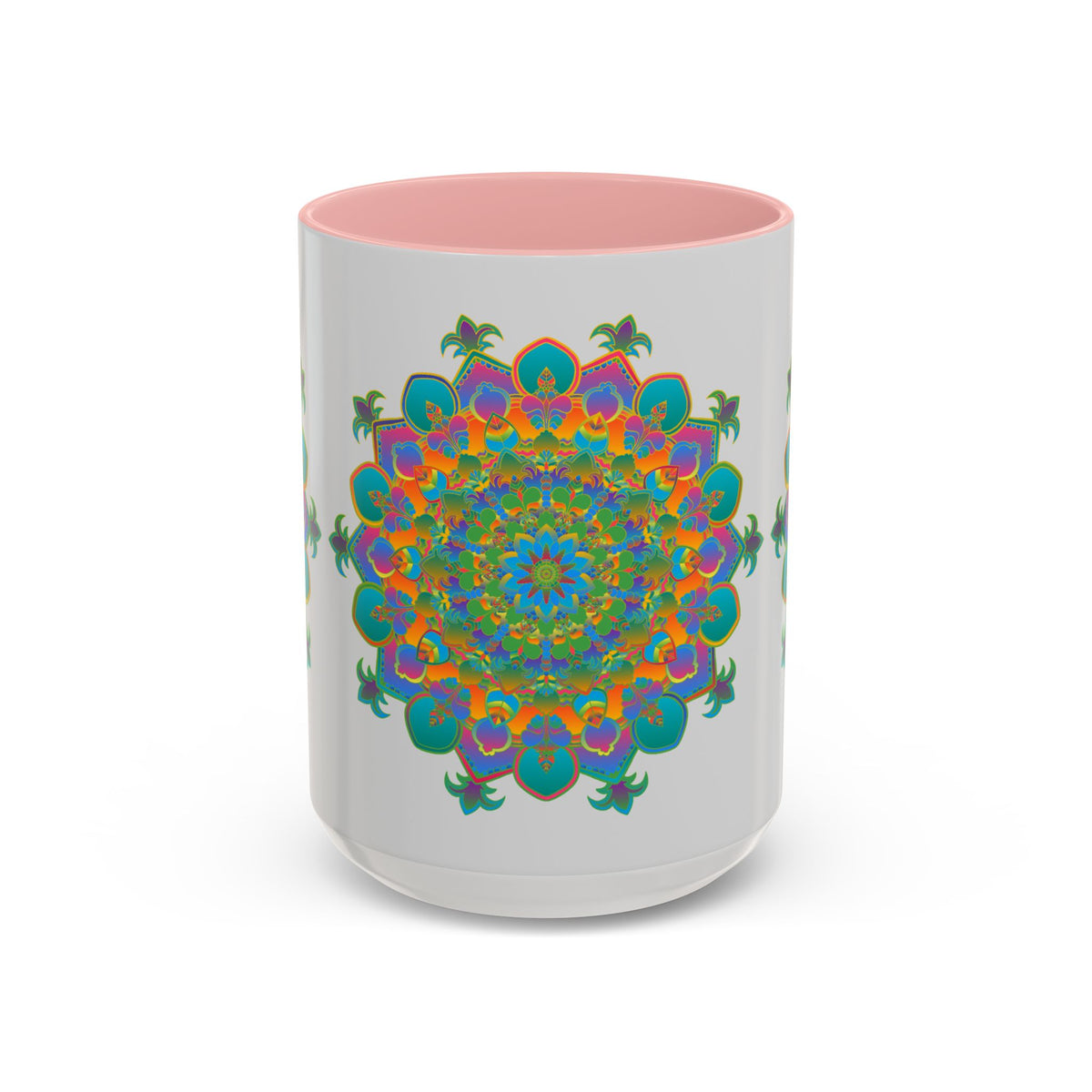 A close-up image of a colorful and intricate Mandala Art Mug, perfect for enjoying a hot beverage in style