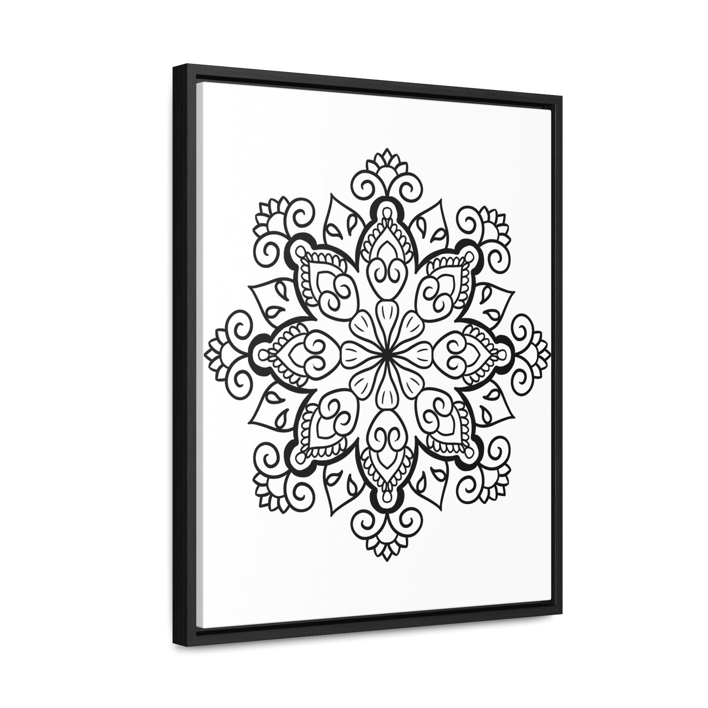 Vertical Frame Mandala Handmade Art in Black and White