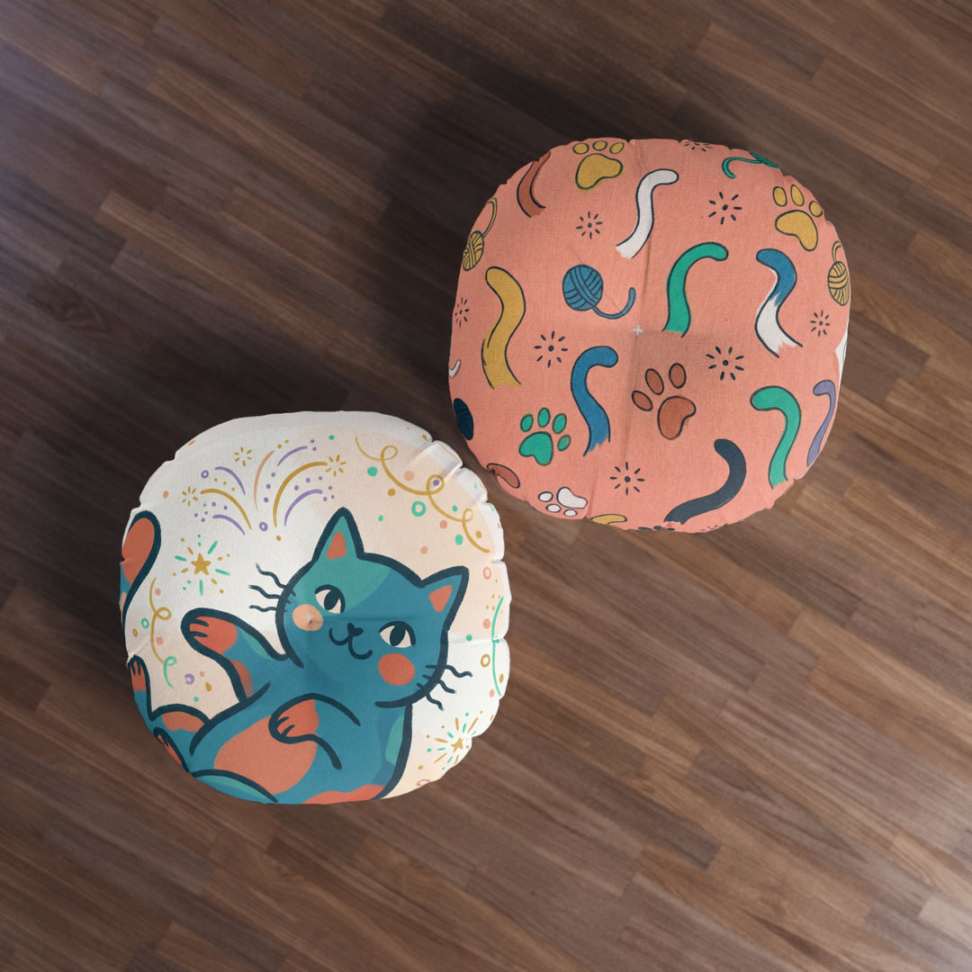 Gemütliches Boho-Neujahrs-Katzen-Bodenkissen