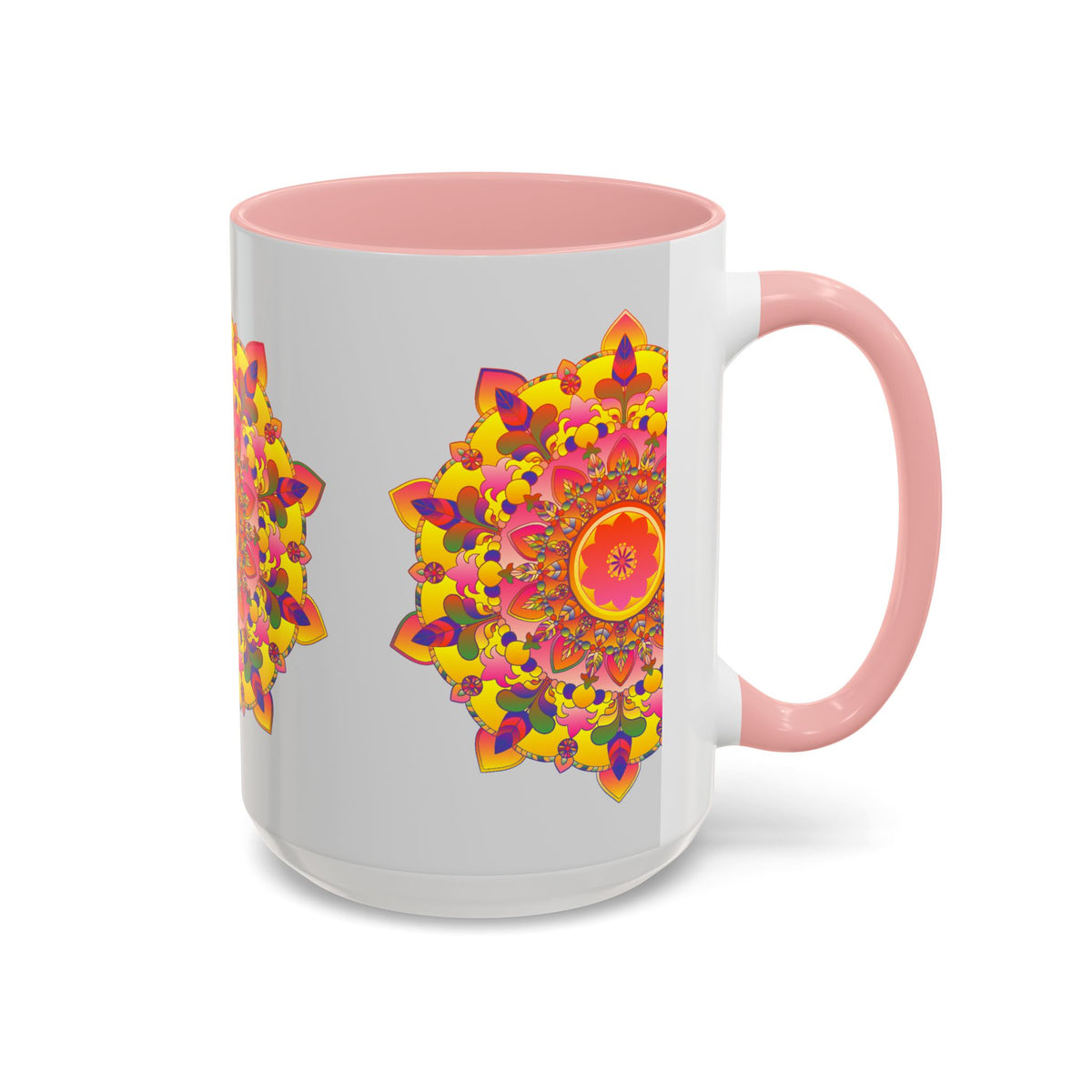 Beautiful and vibrant mandala art mug featuring intricate and colorful designs