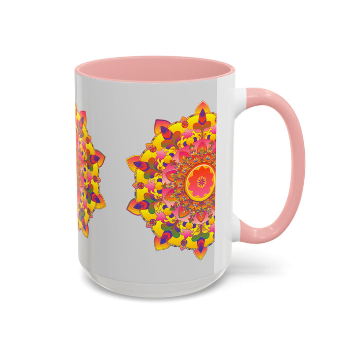 Beautiful and vibrant mandala art mug featuring intricate and colorful designs