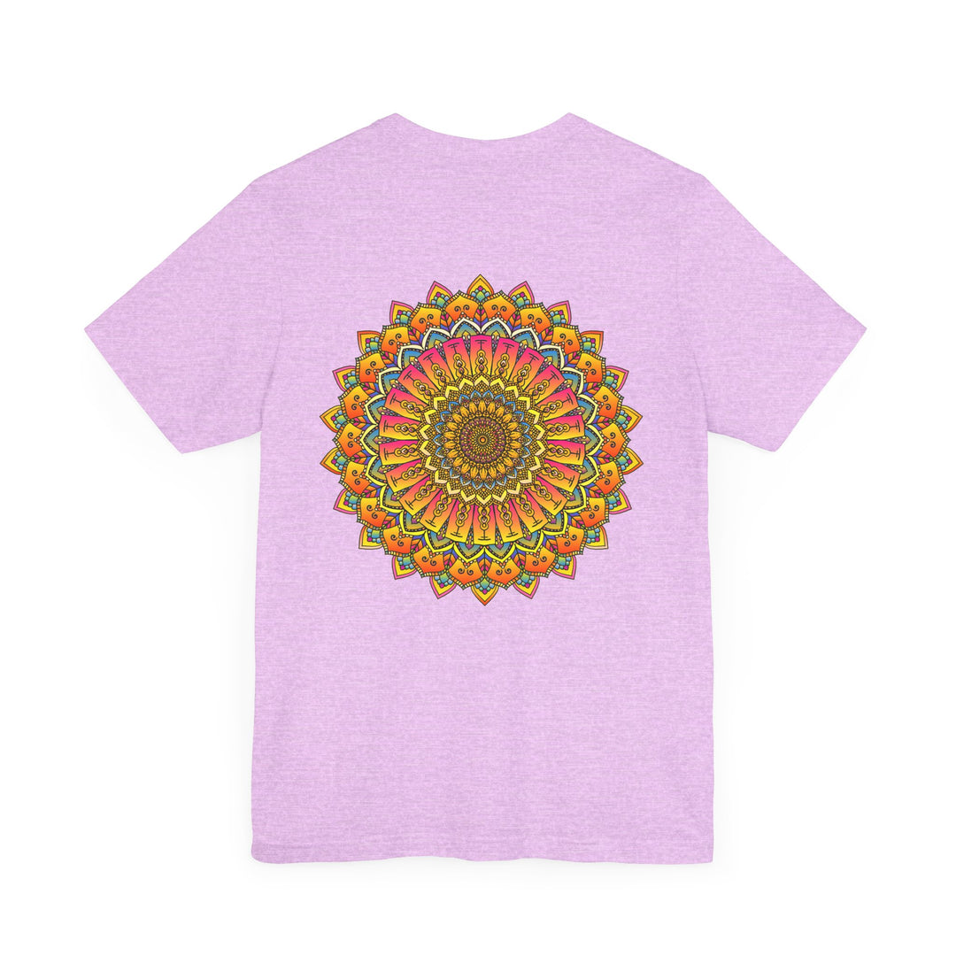 A colorful and intricately designed mandala tee, representing spiritual peace and harmony, perfect for adding a vibrant touch to your wardrobe