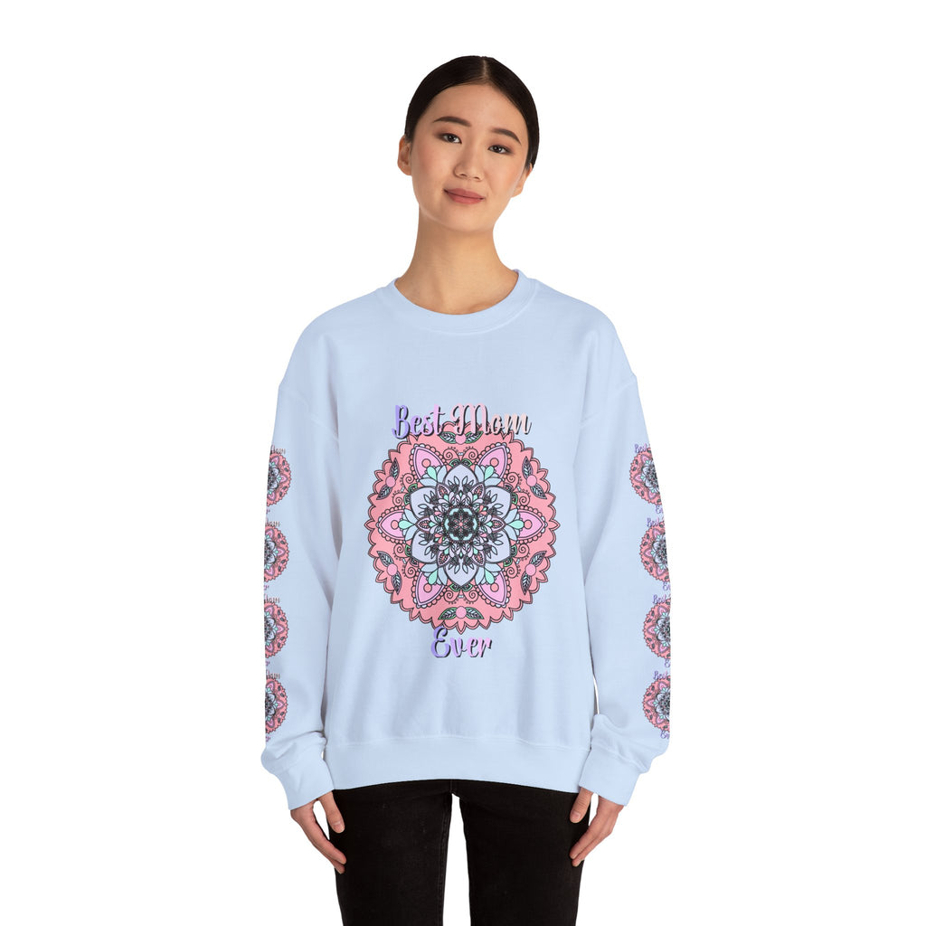 Felpa con stampa Mandala intricata "La mamma migliore di sempre"