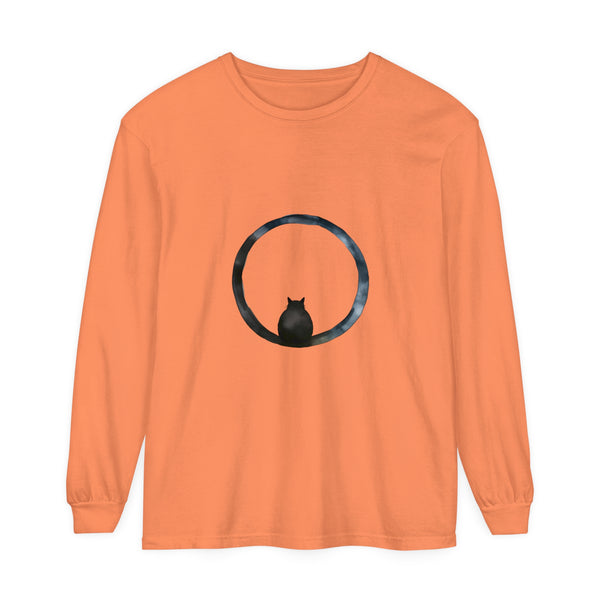 Black unisex long sleeve t-shirt with a unique and mesmerizing sphere design