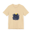 Black Cat Mystery T-Shirt featuring a whimsical design of colorful flowers