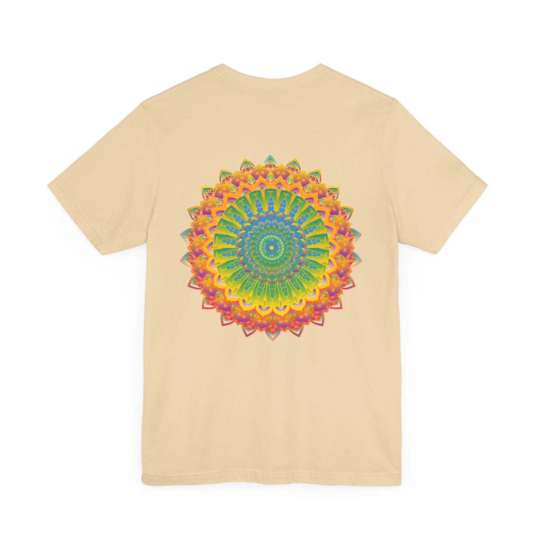 Vibrant Mandala Tee - Spiritual Peace & Harmony: A colorful, intricate mandala design representing tranquility and balance, printed on a comfortable t-shirt