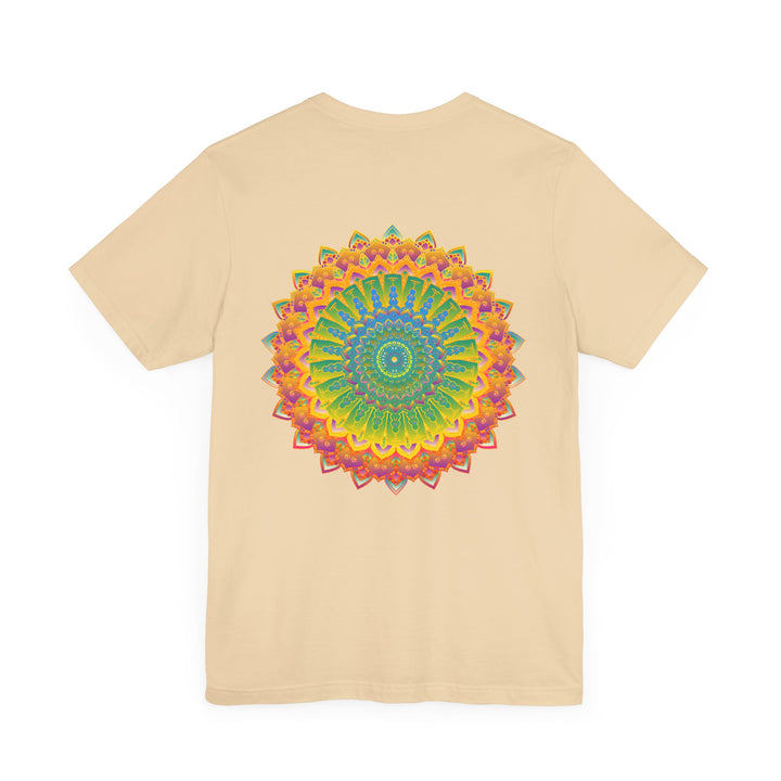 Vibrant Mandala Tee - Spiritual Peace & Harmony: A colorful, intricate mandala design representing tranquility and balance, printed on a comfortable t-shirt