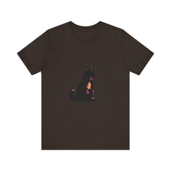 Black Cat Mystery Abstract T-Shirt with vibrant colors and unique design for a trendy and stylish look