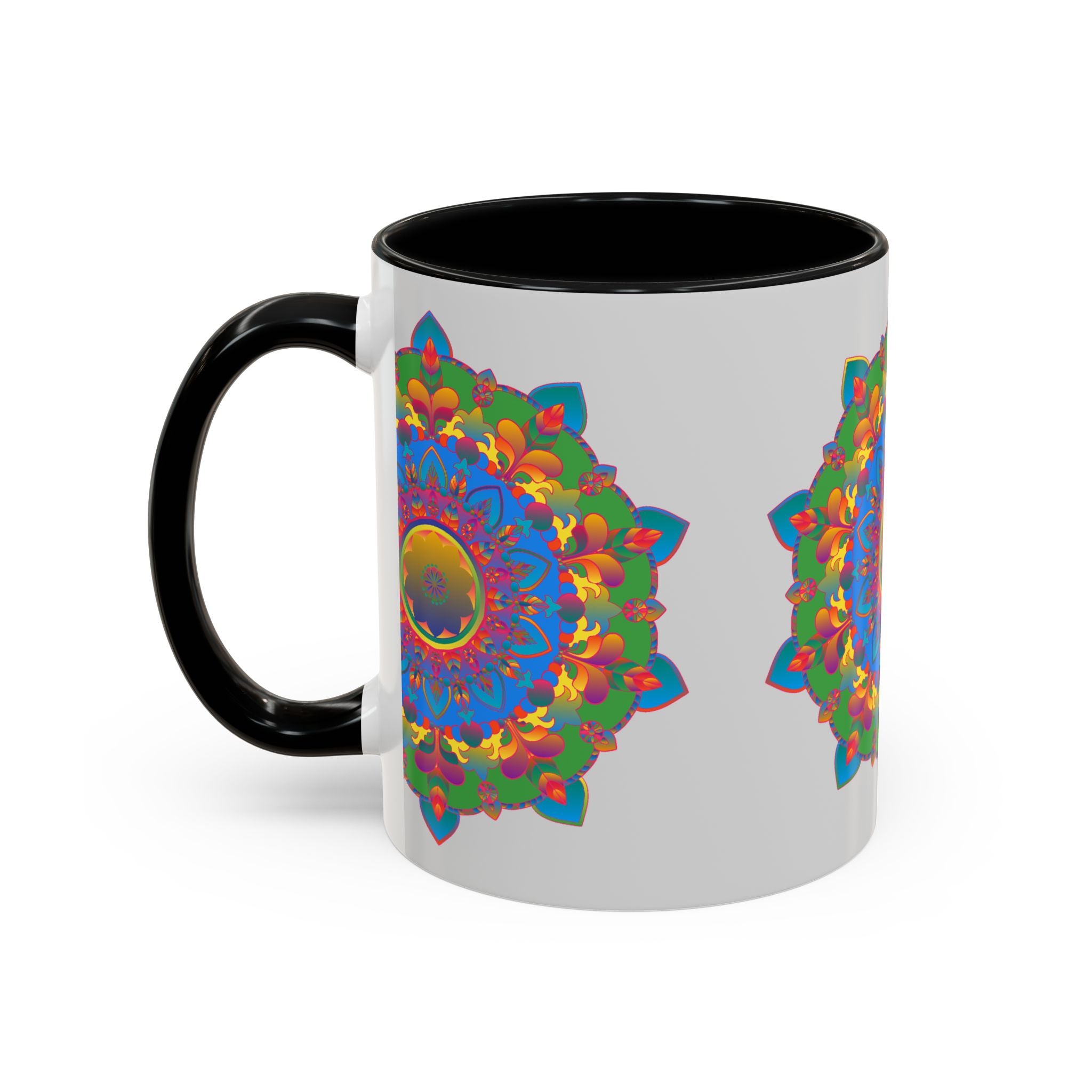 Stunning mandala flower pattern on grey background mug