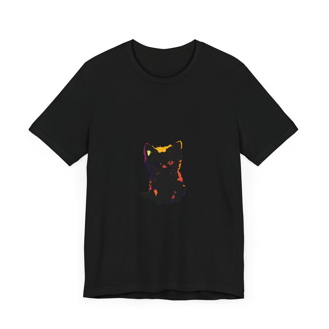 Black Cat Mystery - One Blue Eye T-Shirt with Intricate Design and Soft Fabric