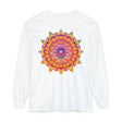 Colorful and intricate mandala design long sleeve unisex t-shirt in vibrant hues