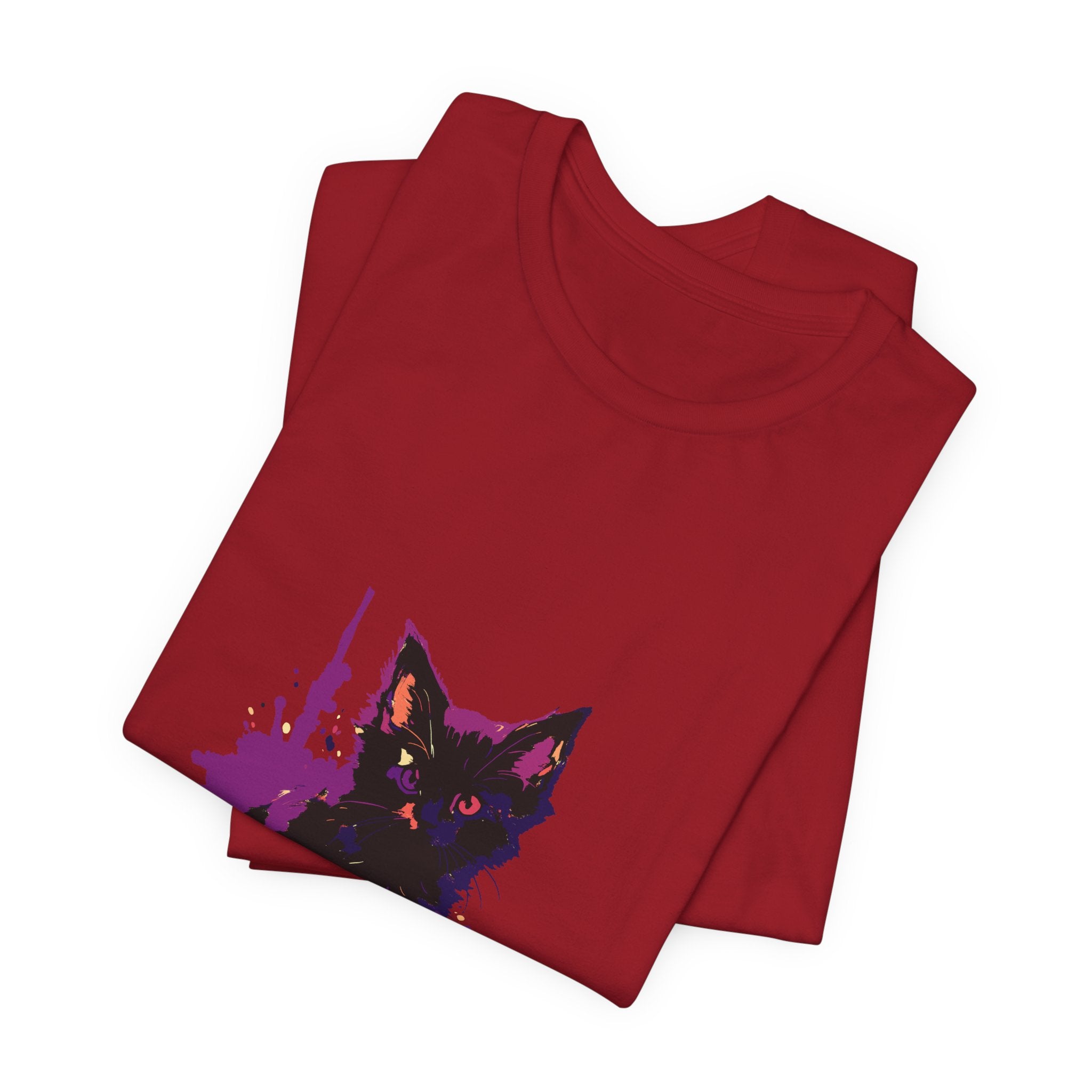 Black Cat Mystery - Purple Paint Splatter T-Shirt