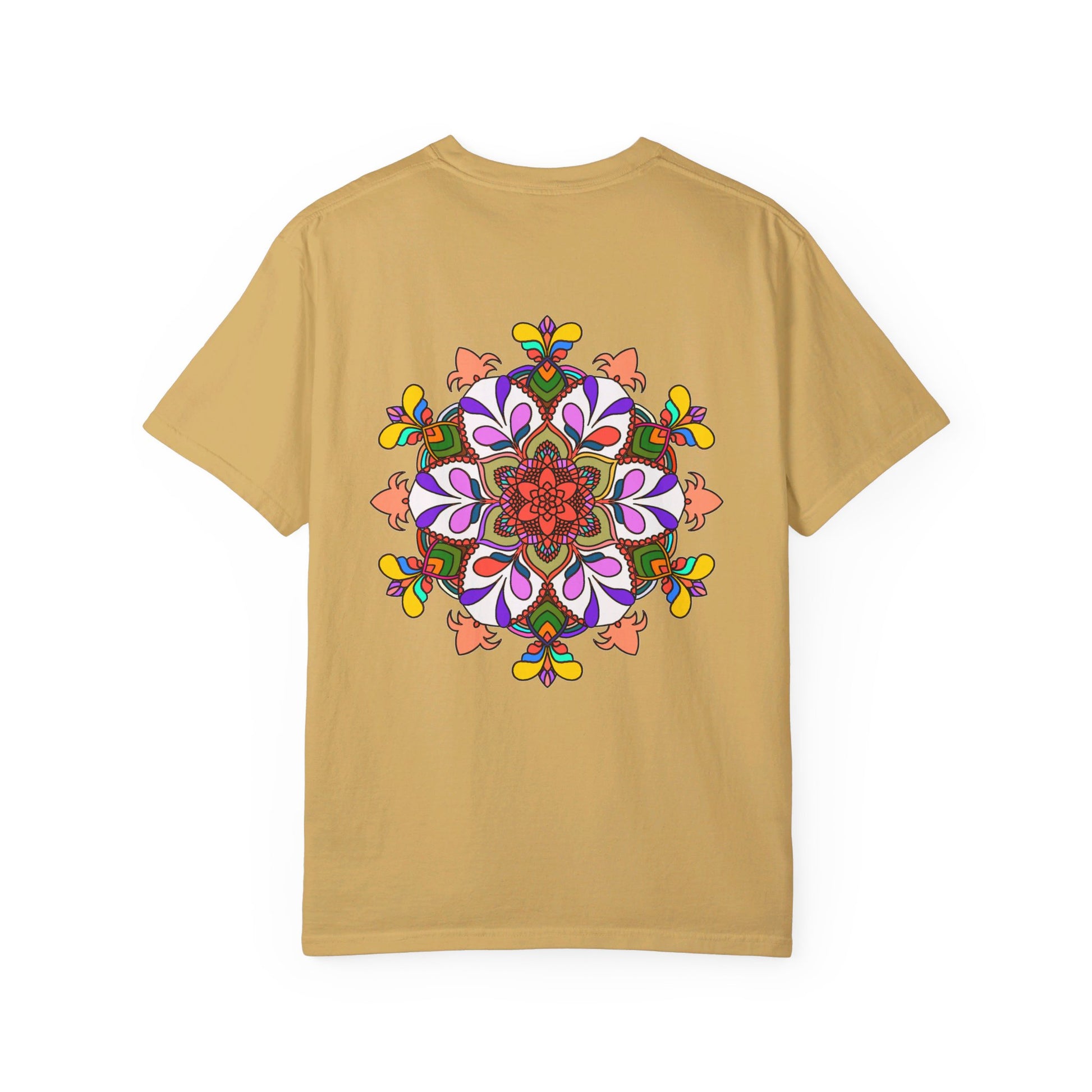 Unisex Mandala T-Shirt featuring intricate, hand-drawn mandala art, made with 100% ring-spun cotton and garment-dyed for extra comfort