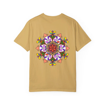 Unisex Mandala T-Shirt featuring intricate, hand-drawn mandala art, made with 100% ring-spun cotton and garment-dyed for extra comfort