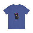 Neon Black Cat Mystery T-Shirt featuring a vibrant design of a curious black cat with glowing neon accents, perfect for cat lovers and fans of mysterious fashion