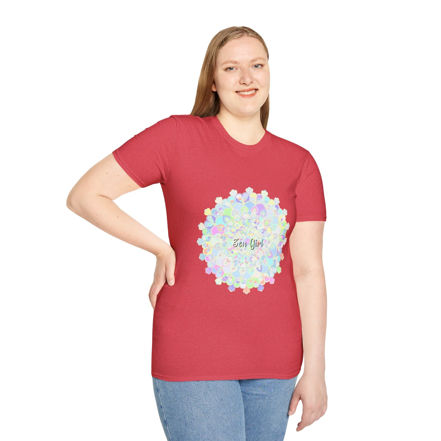 Colorful Mandala T-shirt with intricate and unique design, perfect for adding a bohemian touch to any outfit