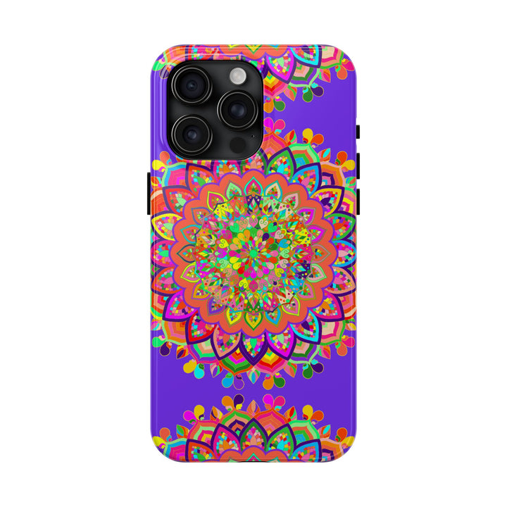 Beautiful hand drawn purple Mandala Art phone case for stylish protection