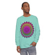 Person Standing Out in Vibrant Mandala Unisex Long Sleeve T-Shirt at Event