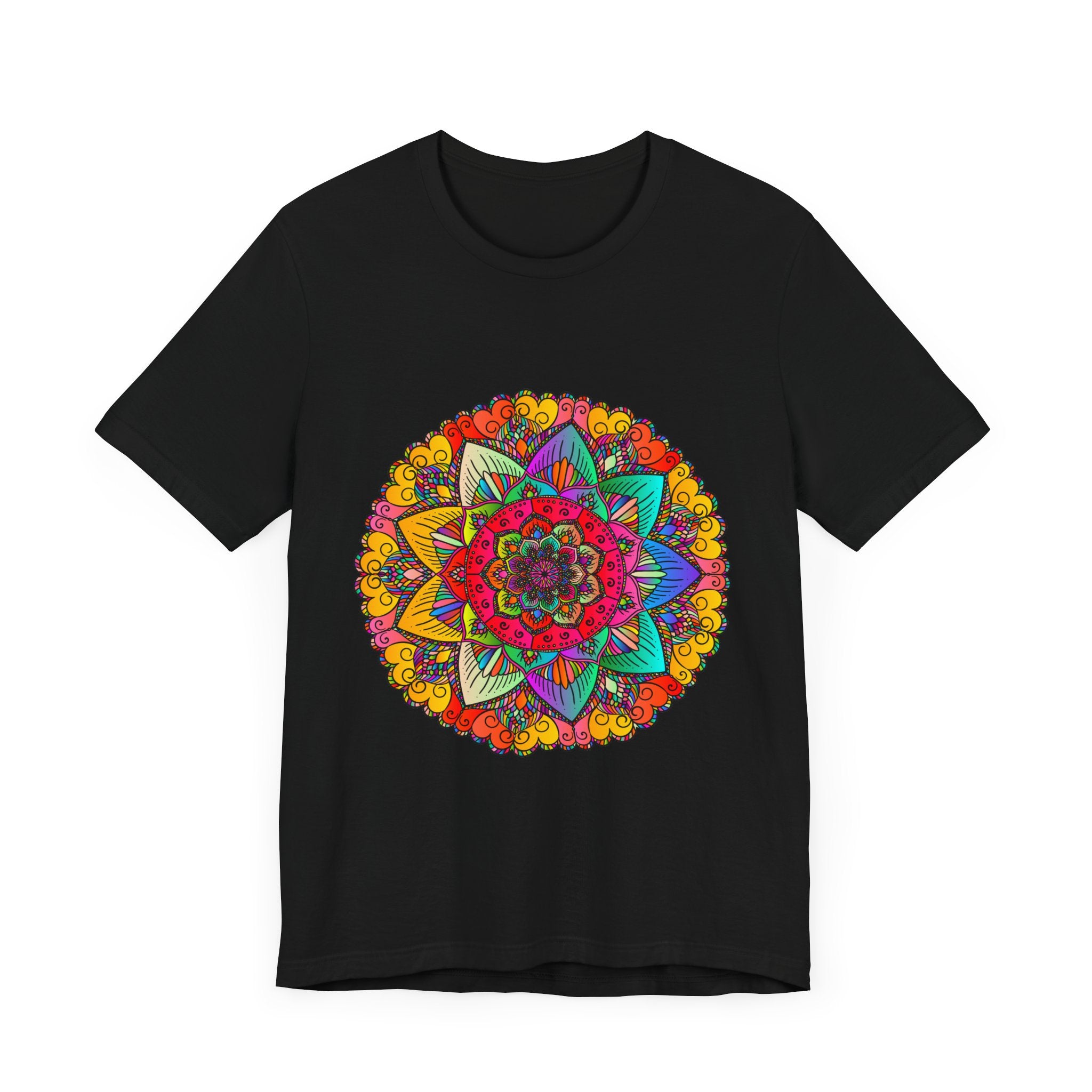 Colorful Mandala Tee with Intricate Hamsa Hand Design