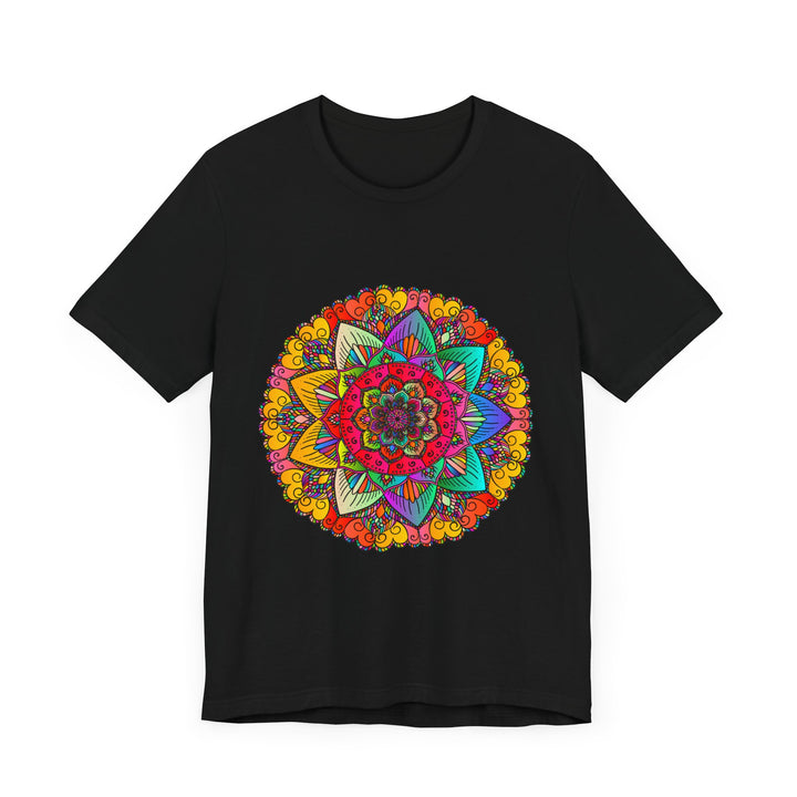 Colorful Mandala Tee with Intricate Hamsa Hand Design