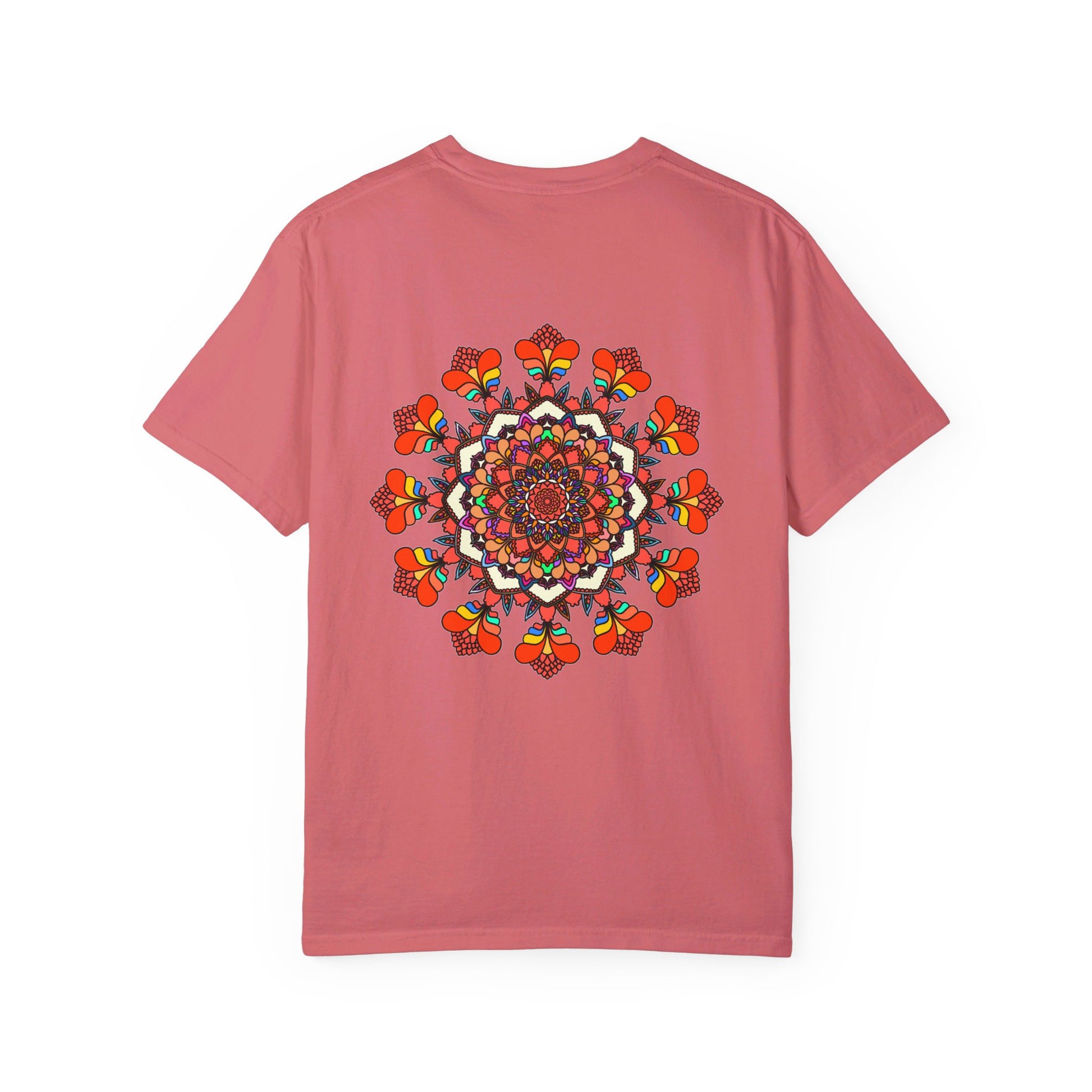 Unisex Mandala T-Shirt featuring intricate hand-drawn mandala art on 100% ring-spun cotton, garment-dyed for extra comfort