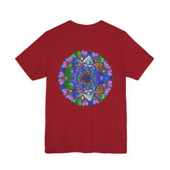 Vibrant mandala t-shirt featuring intricate design, perfect for promoting spiritual peace and harmony in your wardrobe