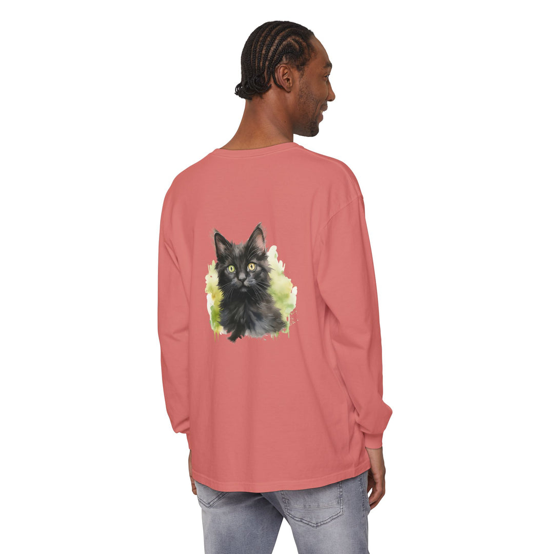 Black Kitten Watercolor Long Sleeve Tee