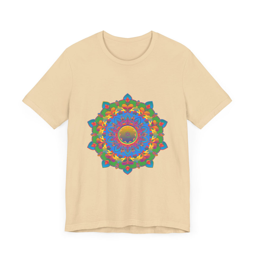 Vibrant and detailed mandala design t-shirt with a burst of colors