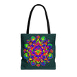 Colorful Mandala Mystical Nature Tote Bag with intricate floral and animal designs
