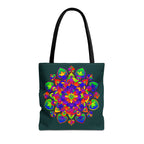 Colorful Mandala Mystical Nature Tote Bag with intricate floral and animal designs
