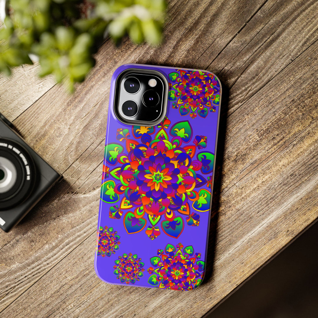 Colorful hand drawn mandala rainbow design phone case for ultimate protection